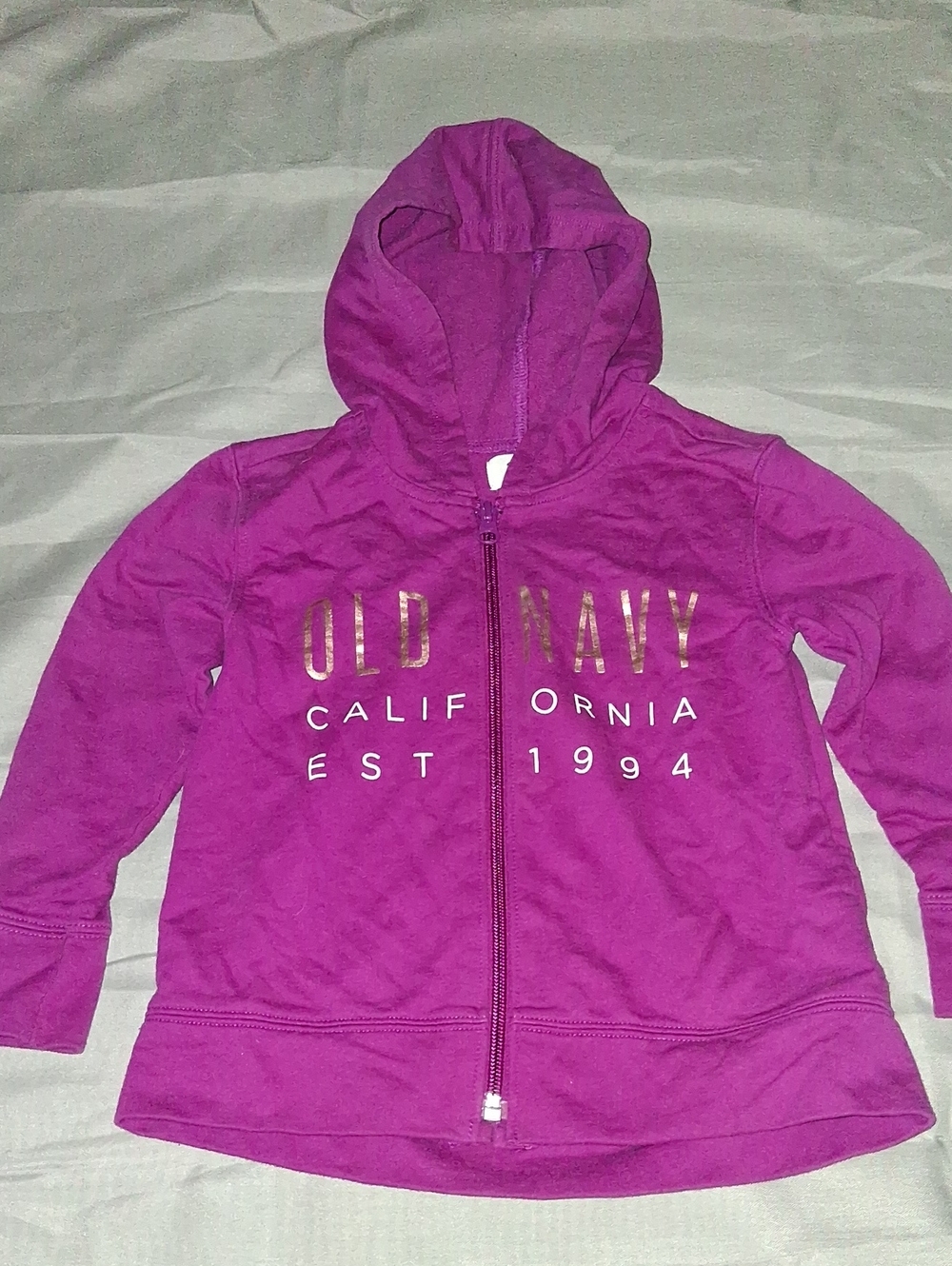 Old Navy Girls' Magenta Zip Hoodie with Gold Logo